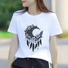 Mysterious Moon Totem Printed Short Sleeve Round Neck Womens Tshirt for Spring and Summer Versatile Womens Tshirt