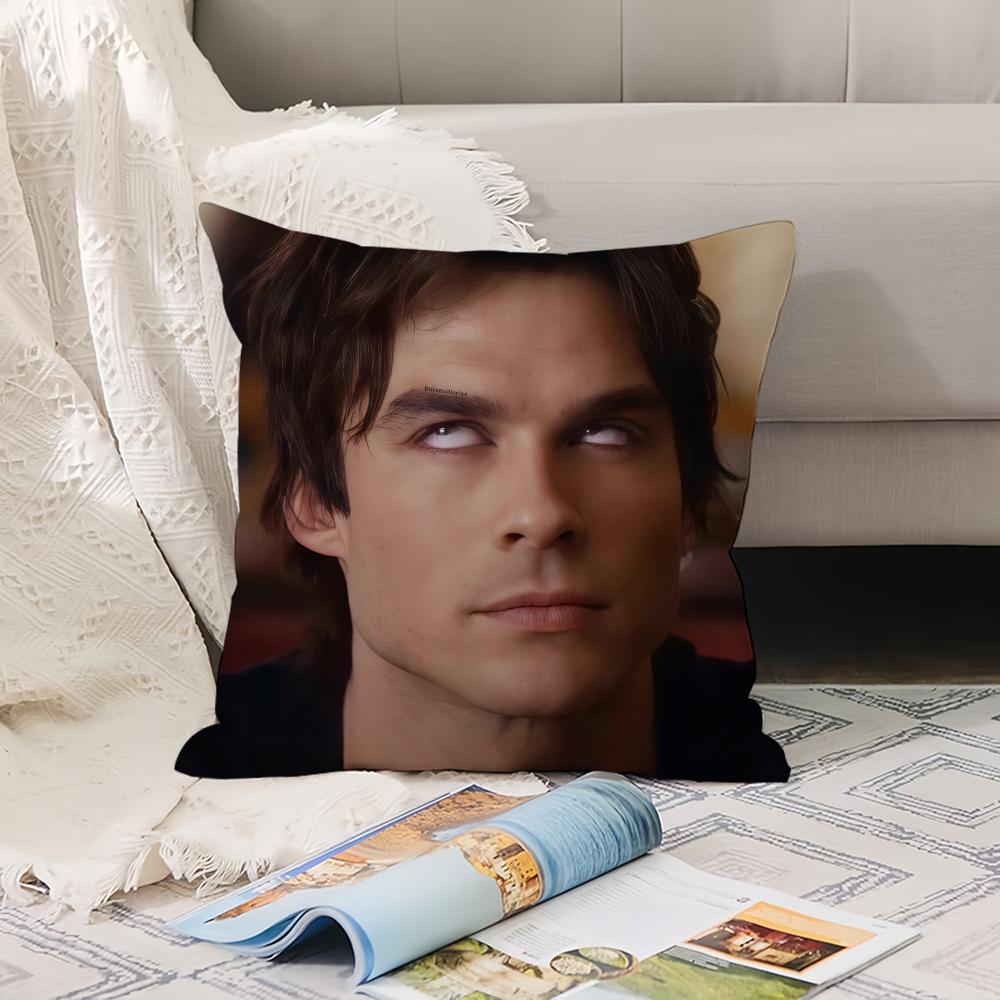 Vampire Diaries Starring D-Damon S-Salvatore  Pillow Case Office Cushions Suitable For Sofa Car Bedroom Decorative Cushion Cover