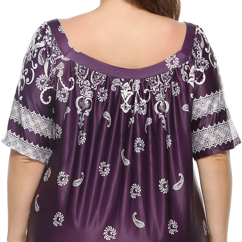Summer Women's Dress Plus Size Loose Loungewear Long Dresses Short Sleeve Floral Long Dresses