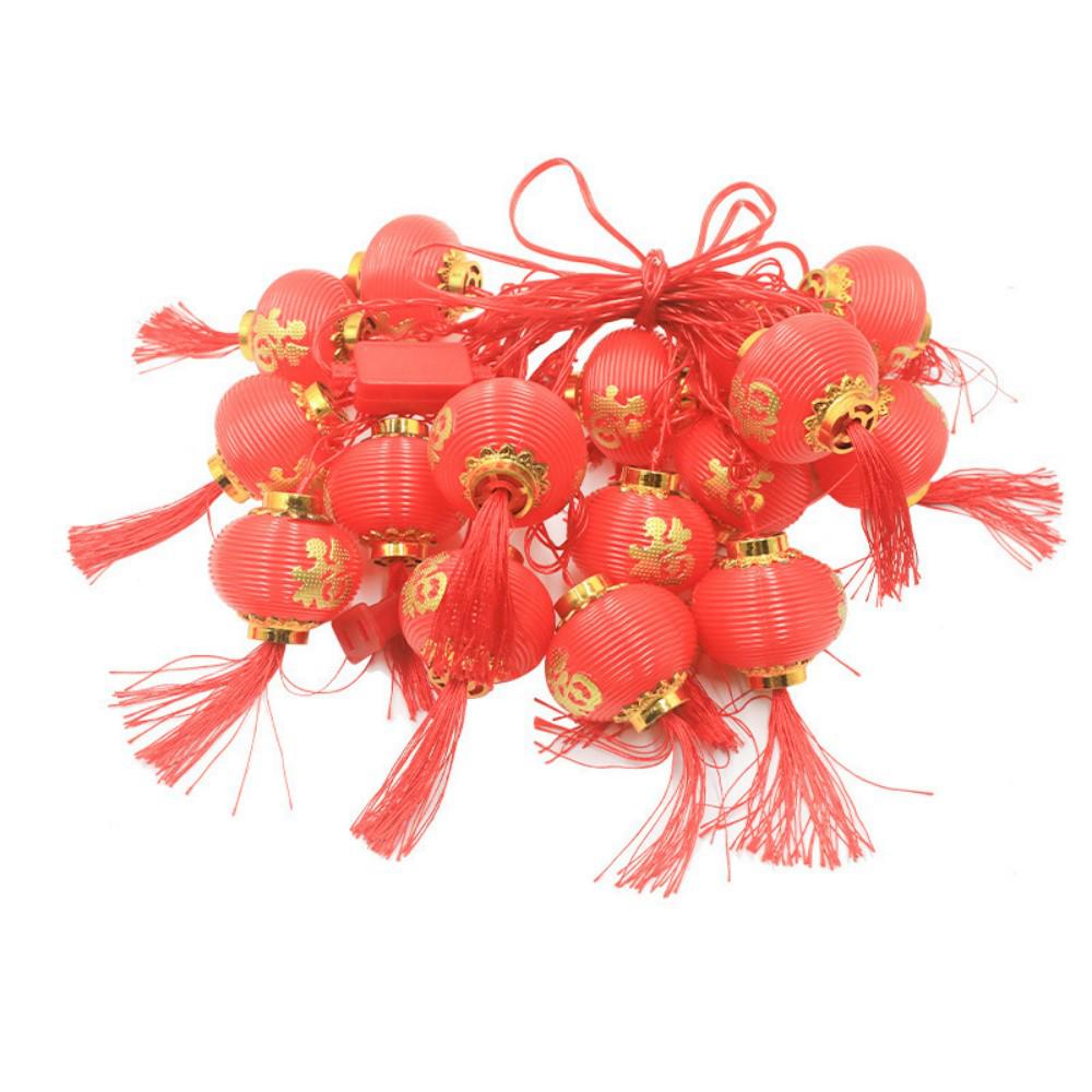 Spring Festival Double Happiness Red Lantern LED String Lights - Festive New Year Decoration