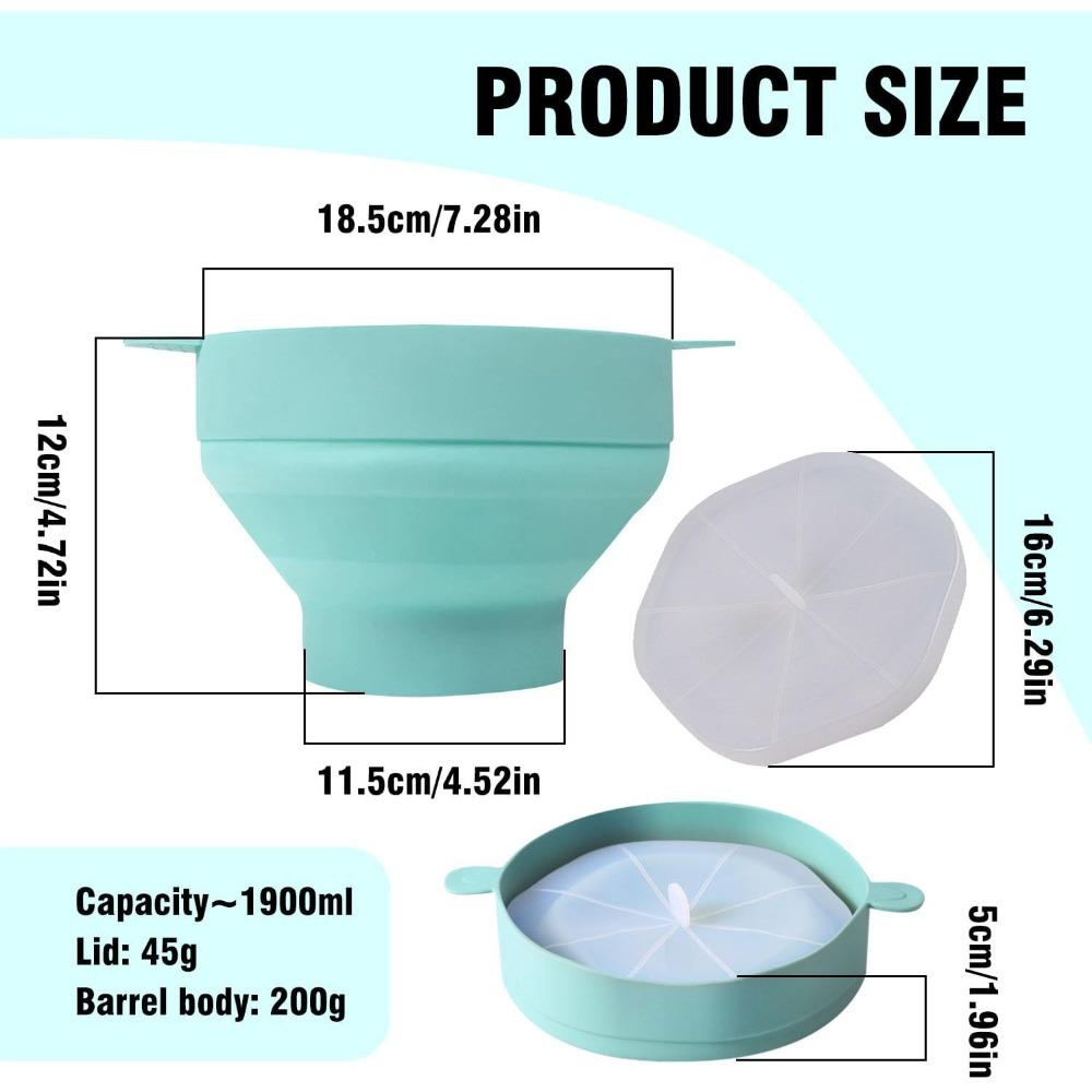 Silicone Popcorn Popper with Lid Reusable Collapsible Bowl Microwave and Dishwasher Safe for Home Party Office Baking Tools