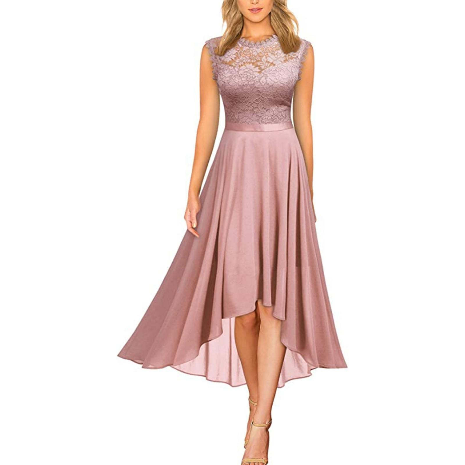 

Модное женское платье с талией, вечернее кружевное платье XXL розовый