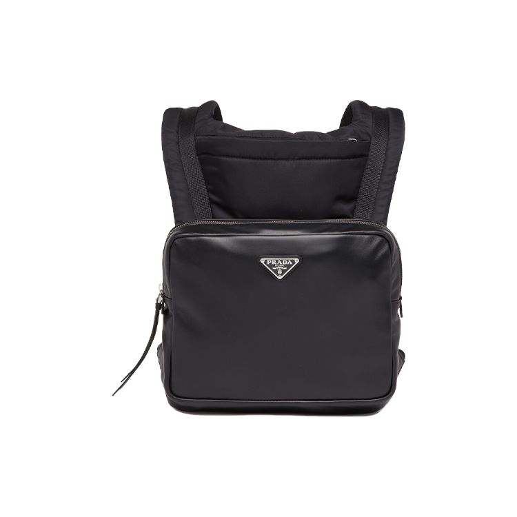 

Prada Removable Fabric Hood Leather And Nylon Backpack Men Backpack Black 2VZ093-2DXV-F0002-V-OOO Basic Set (Bag+Dust Bag)