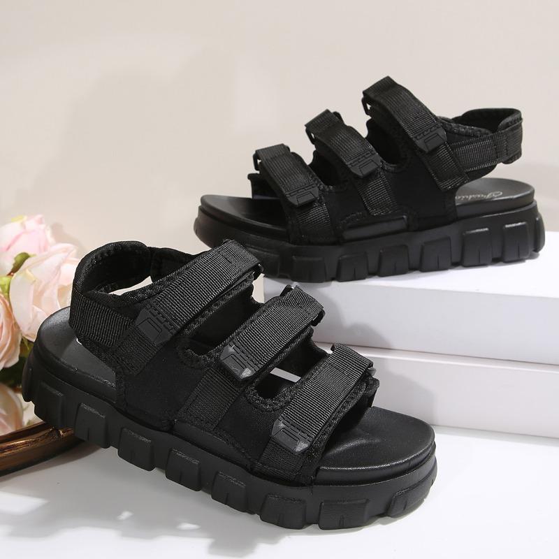 Sandały Sportowe Damskie Odzież Wierzchnia Lato Wygodne Miękkie Dno Buty Codzienne Studenckie Rzepy Odkryte Palce Muffin Buty Plażowe