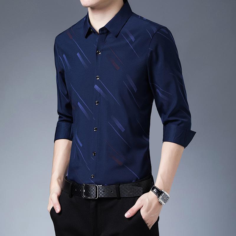 Мужская бархатная утолщенная рубашка с длинными рукавами и принтом — фото 5