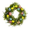 Easter Eggs Wreath 17.7" Handmade Wreath with Faux Flowers Eggs Spring Decor Colored Eggs Wreath for Wall Mantel Front Door