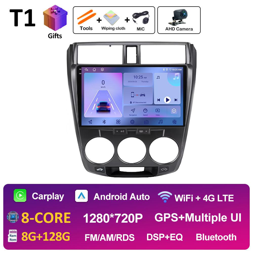 Android 14 Car Multimedia Video Radio Player For Honda City 2008 2009 2010 2011 - 2014 Wireless Carplay Autoradio Bluetooth WIFI