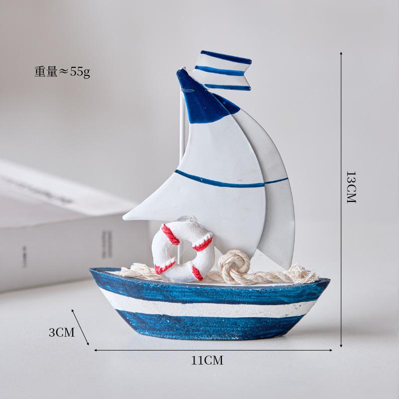 

Mediterranean-style Iron-plated Small Boat, Creative Home Decoration Ornament, Colorful Small Boat, Mini Sailboat Gift