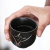Traditionell Matt Svart Lera Te Skål Handgjord Handmålad Mästar Kopp för Kinesisk Gongfu Pu‘er Te Ceremonin Zen Hemmabruk