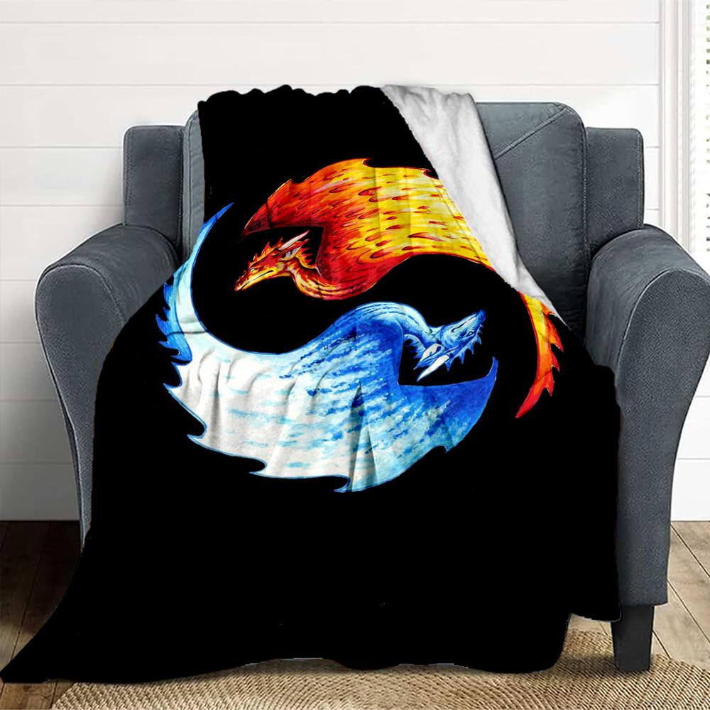 Phoenix Yin Yang Flannel Blanket Throw Blanket Soft Warm Sofa Bed Camping Car home Decor Unique Christmas Gift C9302520