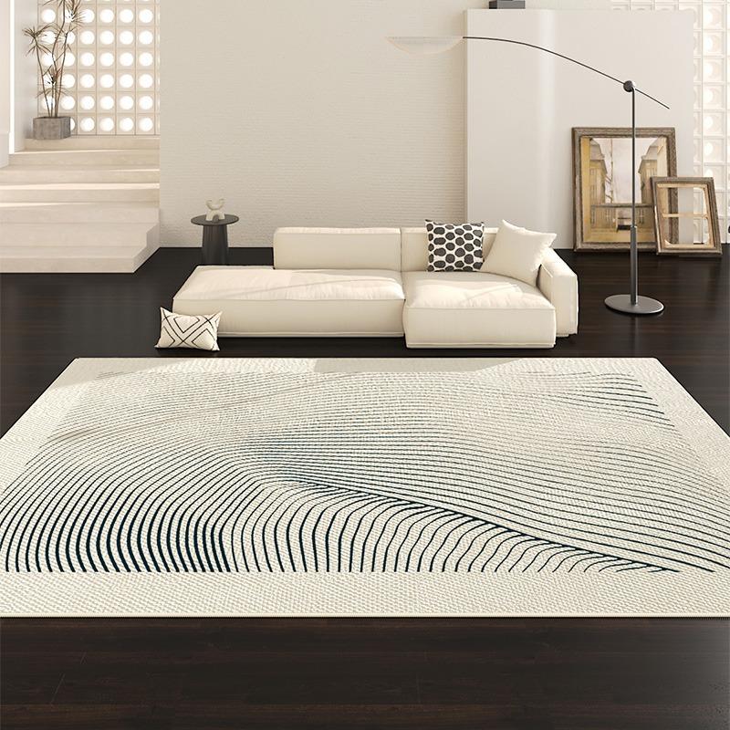 Living Room Carpet Large Size French Style Home Decoration Rug Black White Minimalist Bedroom Mat Coffee Table Sofa Floor Mats
