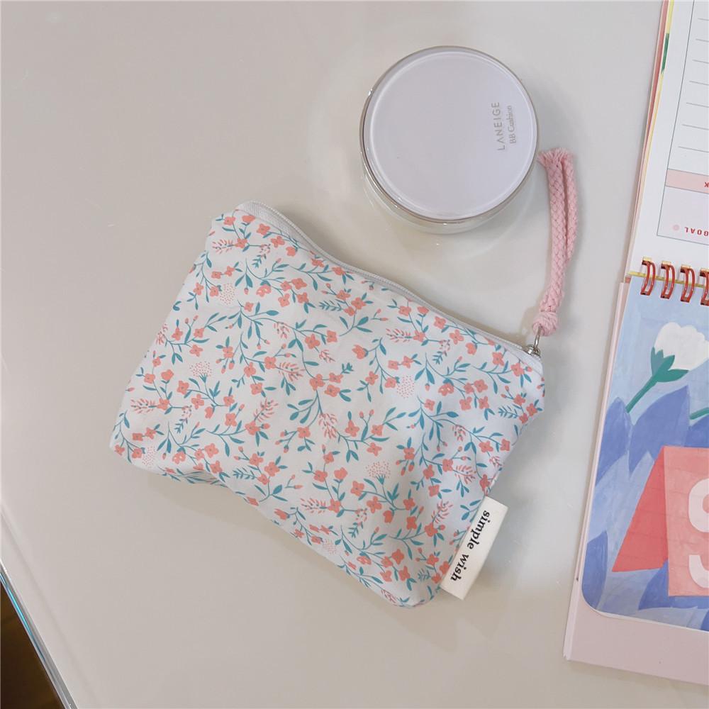 Mini Cotton Floral Organizer Bags for Women Bag Small Fabric Cosmetic Make Up Bag Little Purse Coin Pouch Children Cosmetic Case