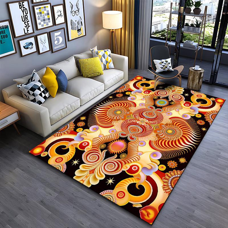 

Colorful Abstract Carpet with Swirl and Floral Patterns, Modern Style Suitable for use as an anti-slip for living room bedroom sofas 40x60cm( 15x23in )