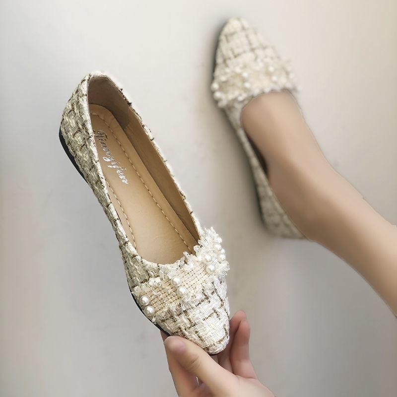 

Single shoes female spring versatile fairy evening shoes gentle shoes Internet celebrity pointed flat shoes 35