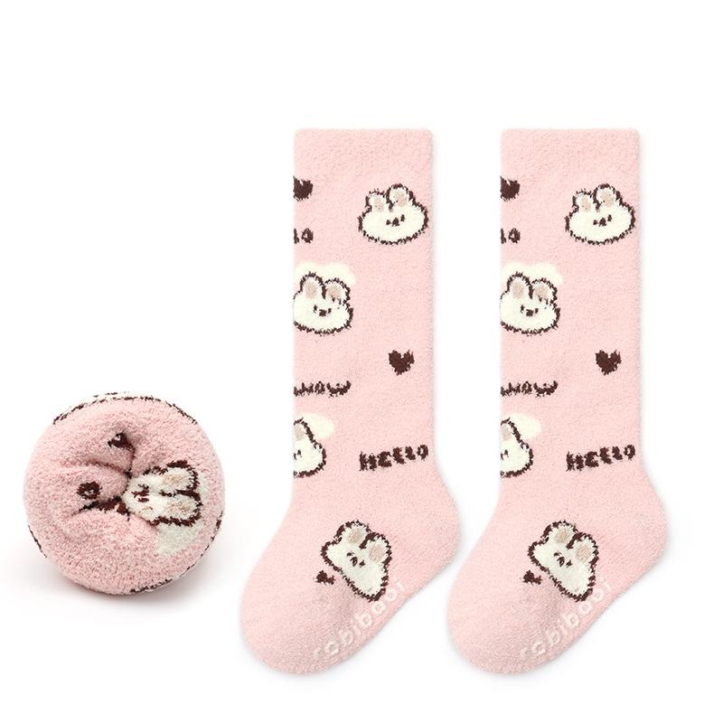 

Утолщенные детские термоноски для малышей, детские осенне-зимние длинные носки, теплые носки для дома и школы для малышей мальчиков и девочек M розовый