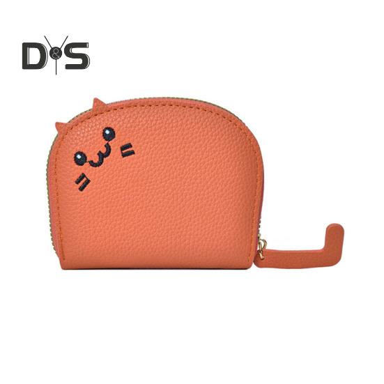 Держатель для кредитных карт, кошелек для монет, застежка-молния, милый дизайн с изображением кота, компактный портативный брелок для карт, органайзер