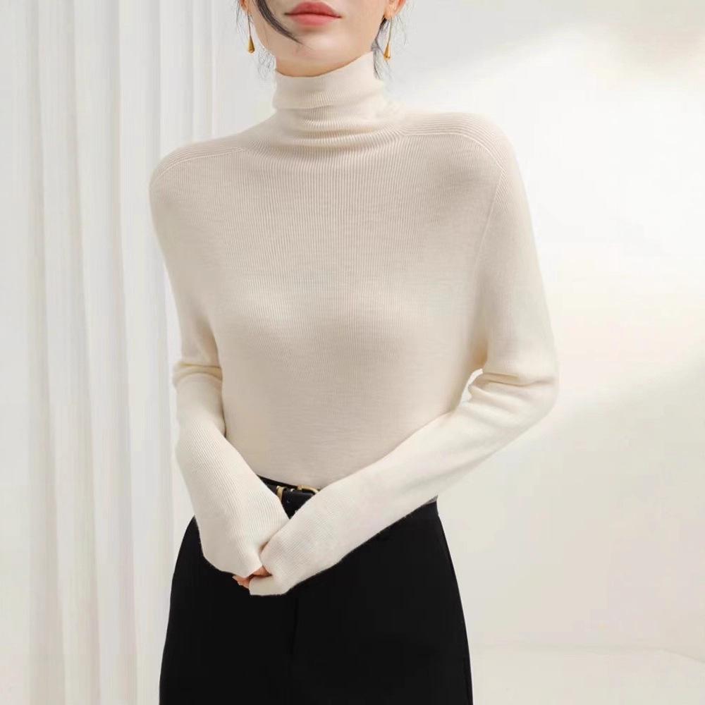 Women's Seamless High-Grade Turtleneck Knit Sweater - Slim Fit, 2025 Autumn/Winter Collection