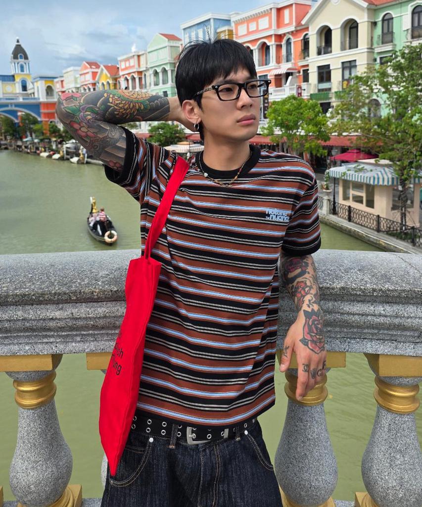 Nontai Multi Stripe Ringer Tee (Black)