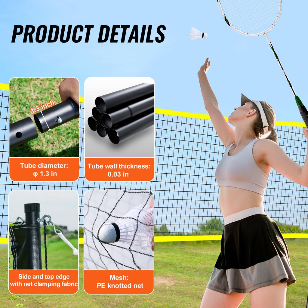 SucceBuy Badminton Net Set Outdoor Backyard Beach Park Badminton Net Portable Badminton Equipment Set Adults Kids Badminton Net
