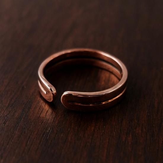 Prsten z čisté mědi s dvojitou drážkou, minimalistický otevřený náramek, šperk pro artritidu, nastavitelný unisex prsten