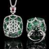 Schmuckset Halskette Ring Morgan Rosa Kostbar Fett Rechteckig Modisch Leichter Luxus Bankett Damen Accessoires