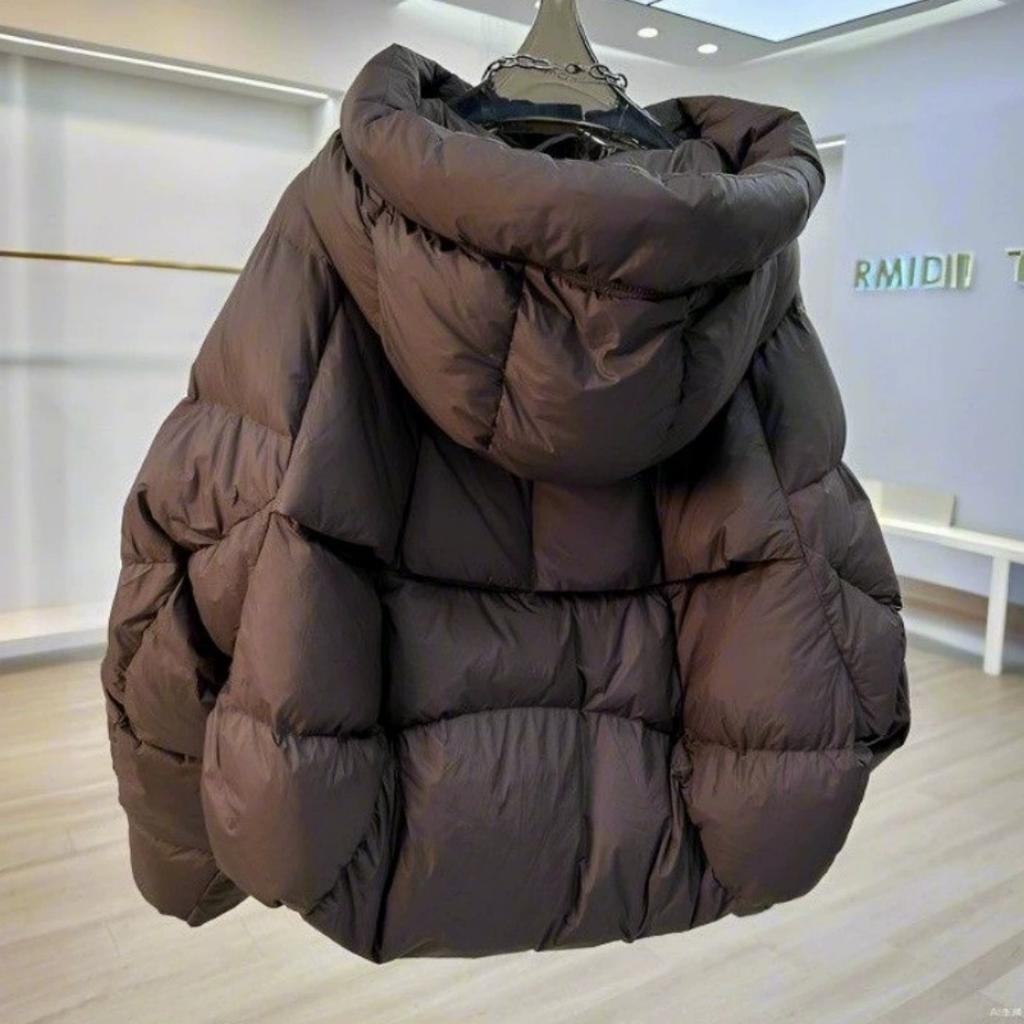 Off-white Short Hooded Padded Jacket Women's Winter Padded Jacket Bread Jacket Warm Padded Jacket