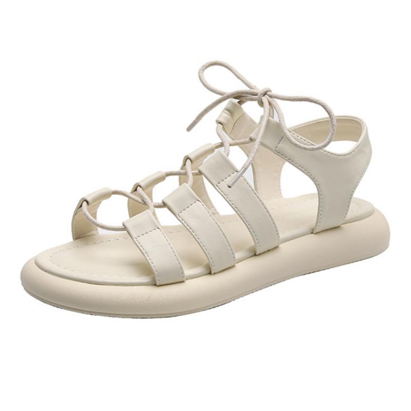 Fashion Women's Sandals Summer Elegant Woman Shoes Low Heels Flats Casual Gladiator White Fish Toe Women Sandals Shoes Woman 2025 Trend