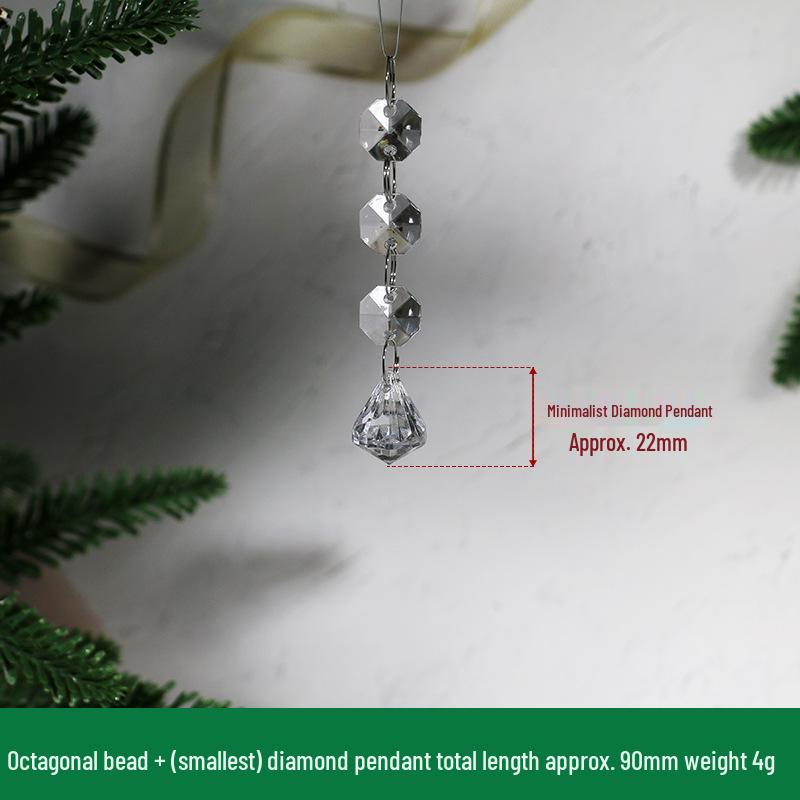 Transparent Acrylic Snowflake Ornament Set with Crystal Bead Strings for Christmas Tree Decoration