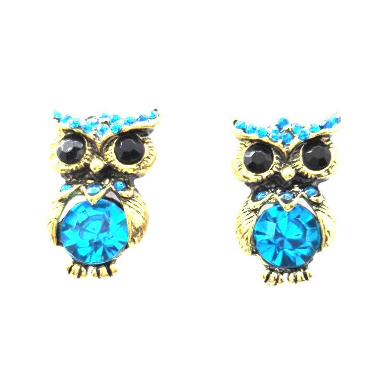 Retro Diamond Owl Earrings – European & American Fashion