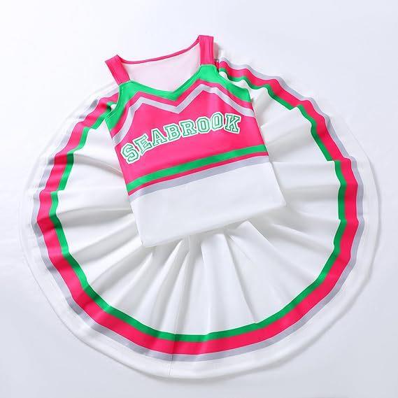 Girls Cheerleading Two Piece Set Tank Top Pleated Skirt for School Performance