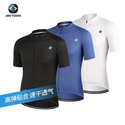 XINTOWN Men's Solid Color Quick-Dry Mesh Cycling Jersey - Summer Casual MTB Sports Top