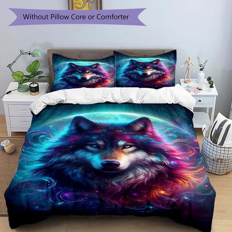 3pcs Wolf Galaxy Art Duvet Cover Set - Includes 1 Duvet Cover and 2 Pillowcases, No Quilt Core, All-Season Home Decor yy251111014