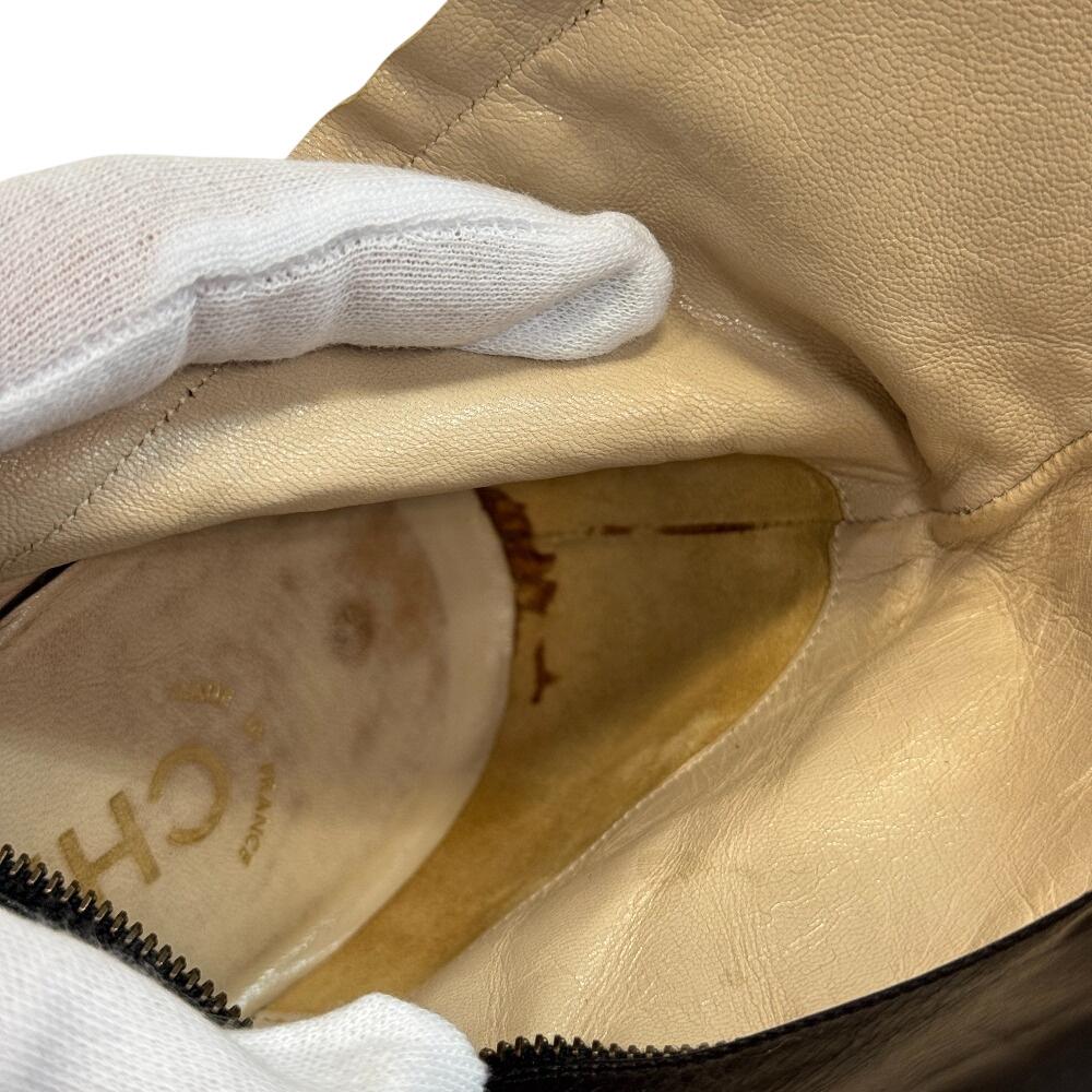 CHANEL short COCO Mark Matrasse leather boots black leather Used