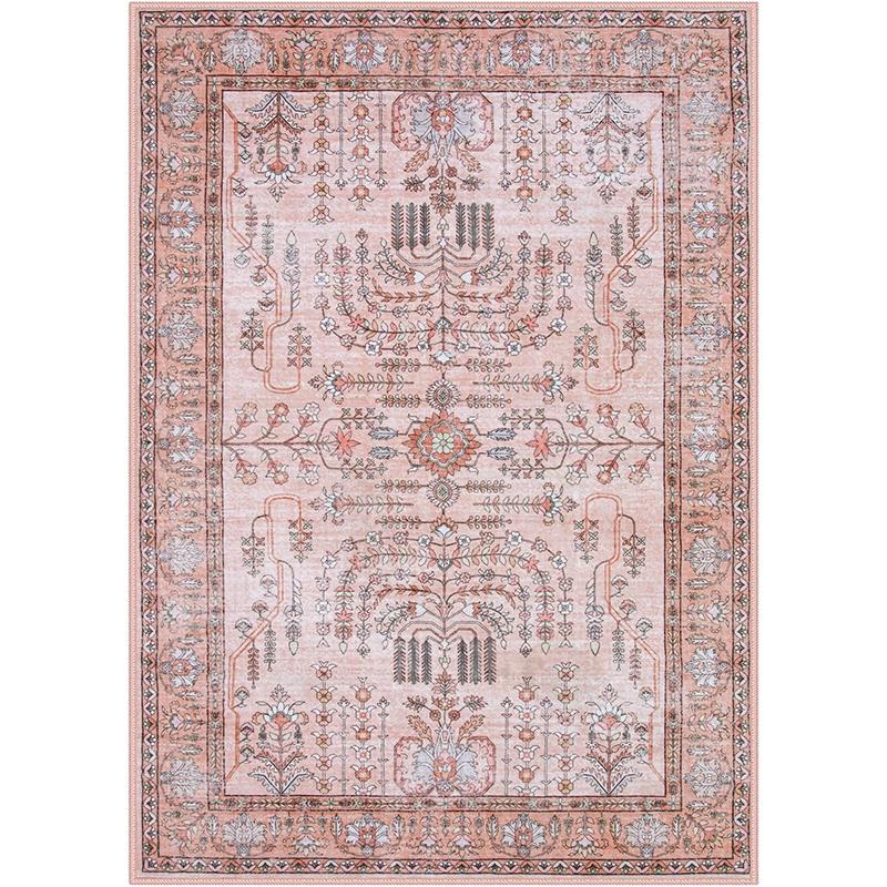 

Pink Living Room Carpet Plant Flower Carpets Machine Washable Non-slip Rug Home Decoration Rugs for Bedroom Bedside Floor Mat 50x80cm