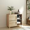 Bathroom Storage Cabinet Natural Wood 80x35x70 cm 2 Doors 2 Open Compartments