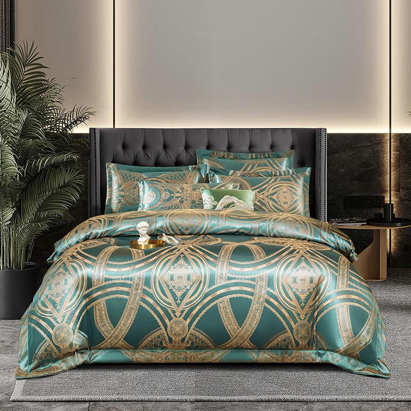European Cotton Sateen Jacquard 4-Piece Skin-Friendly Bedding Set
