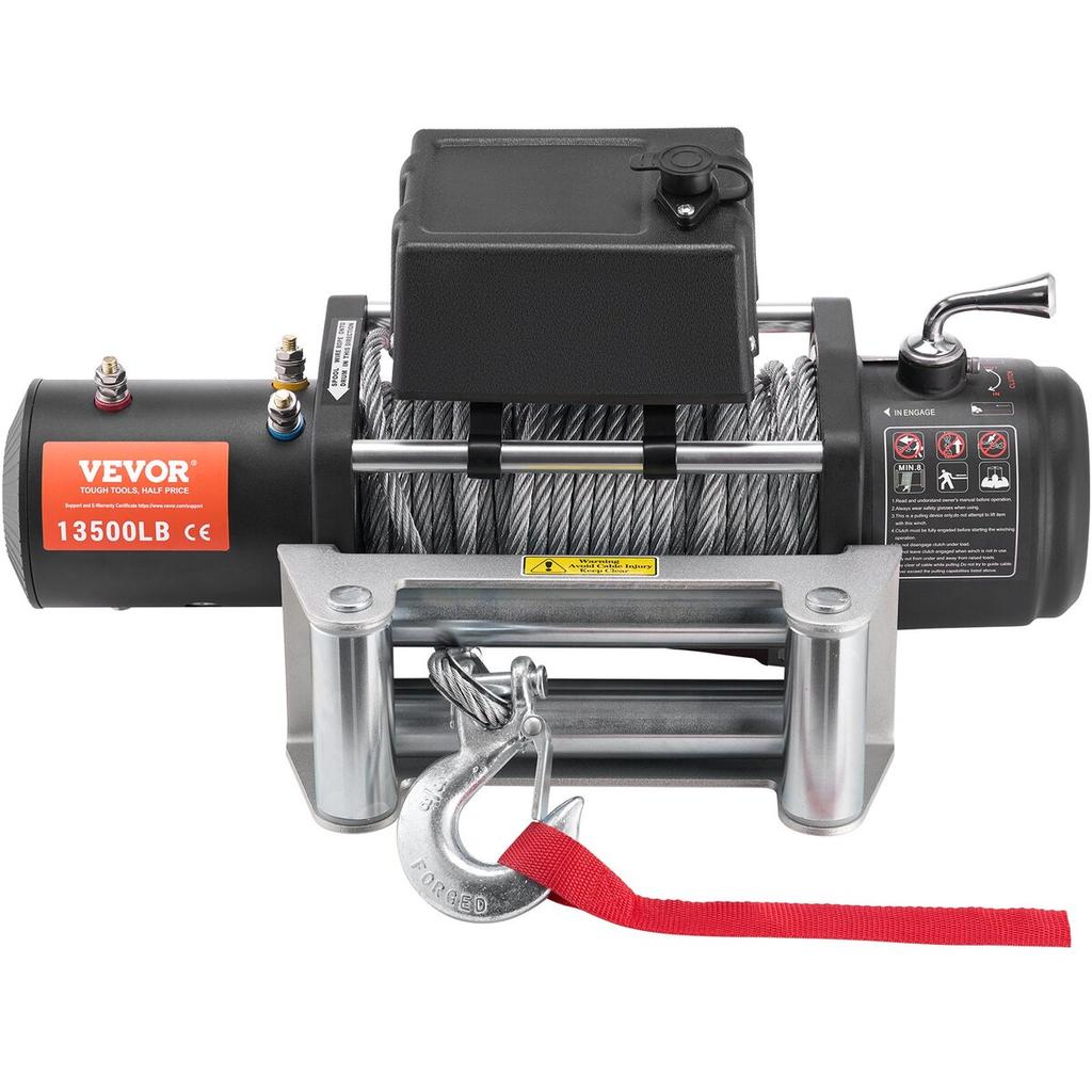 Electric Winch Truck 13,500 lb Steel Cable IP65 Waterproof Remote Control