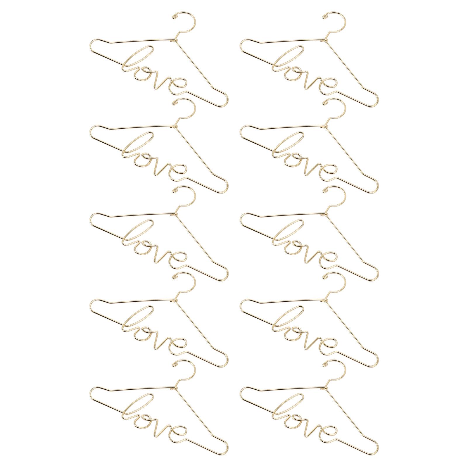 10pcs Doll Clothes Hanger Decorative Stainless Steel Miniature Apparel Hangers for Dollhouse Golden