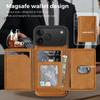 Apple 17 Pro Max Magnetischer Kartenhalter Ständer Lederhülle - Sturzsicheres Schutz-iPhone 16 Cover mit Kartenschlitz
