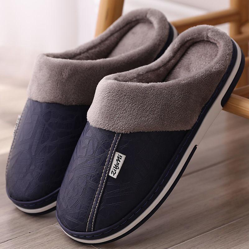 

Водонепроницаемые домашние тапочки: Уютный хлопок, Нескользящая подошва, Толстая подошва, Меховой, Унисекс, Корейский стиль для осени и зимы 40-41