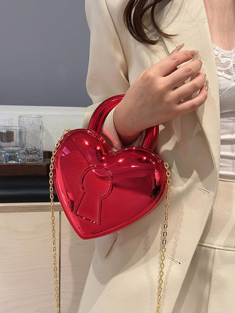 2025 Women's New Mini Crossbody Chain Shoulder Bag Acrylic Fashion Love Shape Candy Color Jelly Handbag Women Party Dinner Bag