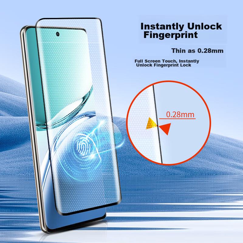 2-Pack Tempered Glass Screen Protector for OPPO A3Pro, Full Coverage Curved Screen Film for OPPO A3Pro, Ultra-Thin HD Glass Anti-Drop Protective Film