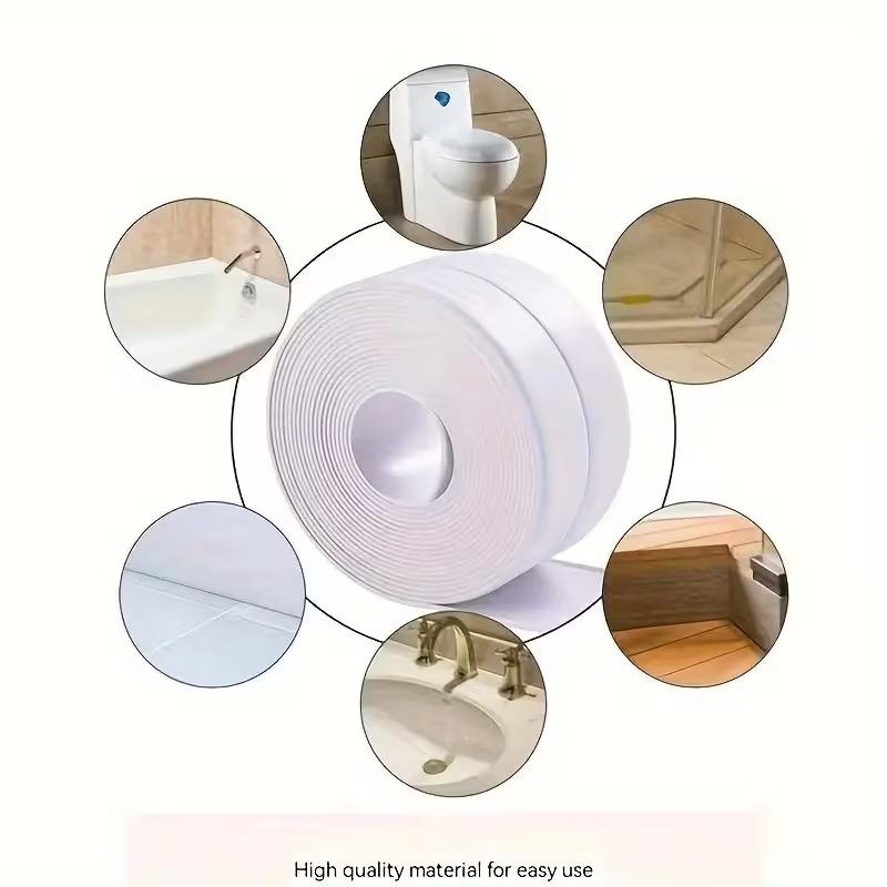 Self-Adhesive Waterproof Sealing Tape Flexible PVC Gap Sealer Strip for Kitchen Countertop Bathroom Sink & Toilet