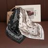 Korean Two-color Cashew Flower Silk Scarf Ins Fashionable Black and White Double-spell Imitation Silk Matching Shirt Square Scarf Scarf Wholesale