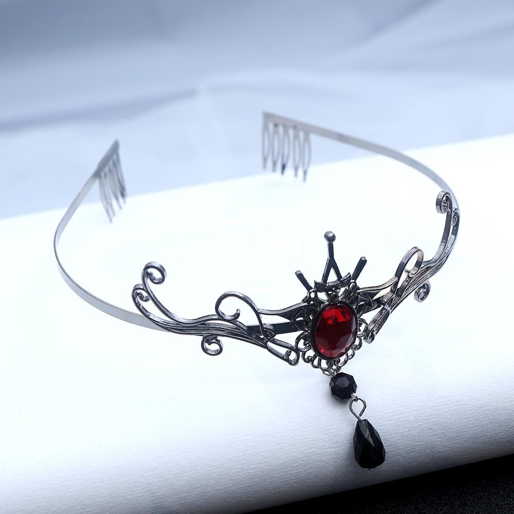 1 Stück Mode Gothic Vampir Haarkrone Kristalle Filigranes Dark Fantasy Design Perfekt für Gothic Hochzeiten Cosplay Mystische Anlässe