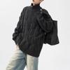 Unisex Vintage Half Turtleneck Cable Knit Cardigan Sweater Loose Fit Winter Casual Zip-Up Outerwear