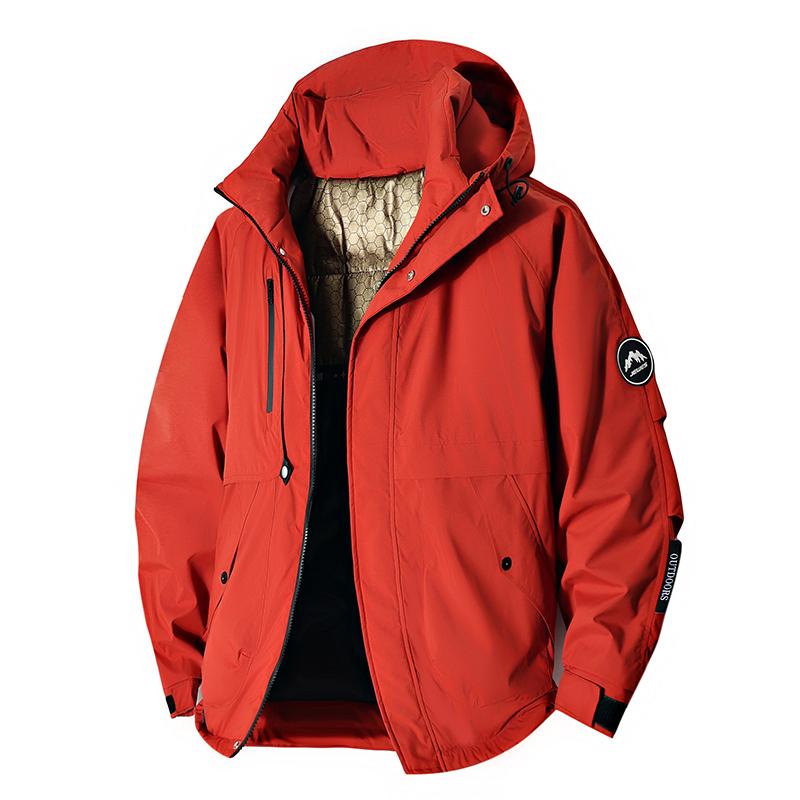 Men's Casual Cotton Jacket Loose Couple Hooded Winter Thick Warm Outdoor Solid Color Hiking Suit
