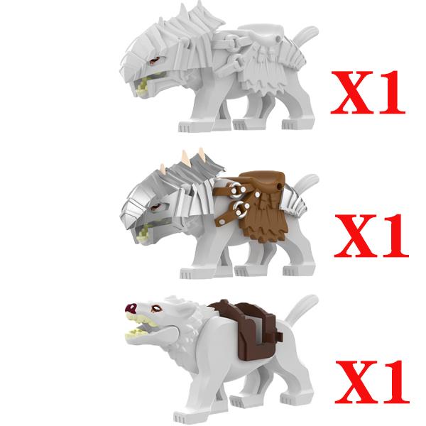 MOC Medieval Wolf Building Blocks Castle Army Knight Soldiers Figures Mount Animal Bricks Toys Gift DF004