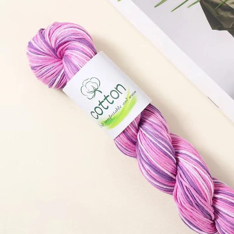 50g/Roll 100% Cotton Hand-Dyed Gradient Yarn for DIY Hand Knitting Sweaters Scarf Soft Warm Multicolor Crocheting Yarn Thread