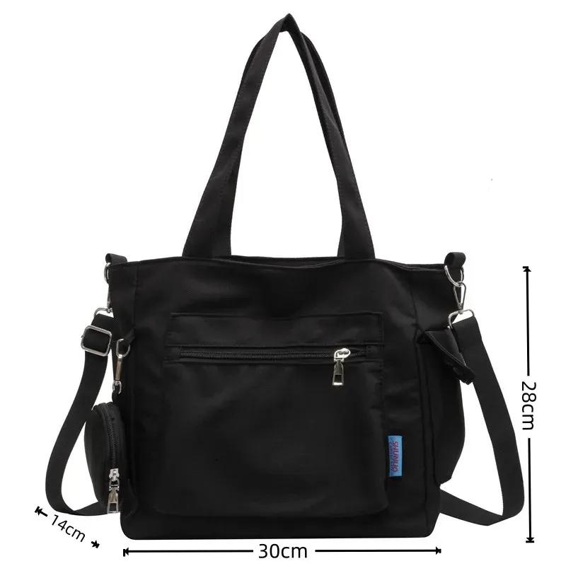 Simplicity Oxford Canvas Composite Shoulder Bag Solid Color Versatile Lazy Style Crossbody Bag Large Capacity Commuter Tote Bag